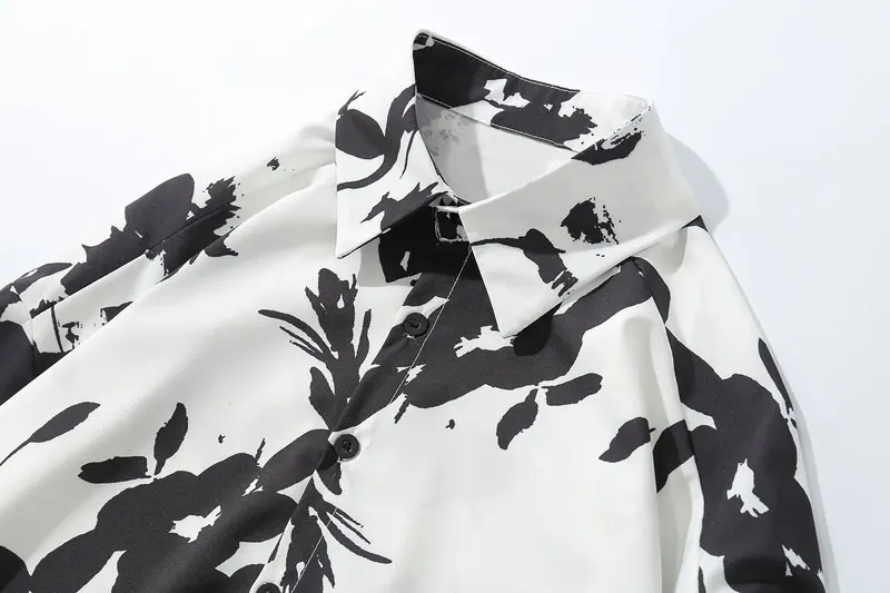 Flower Printed Long Sleeve Shirts 3
