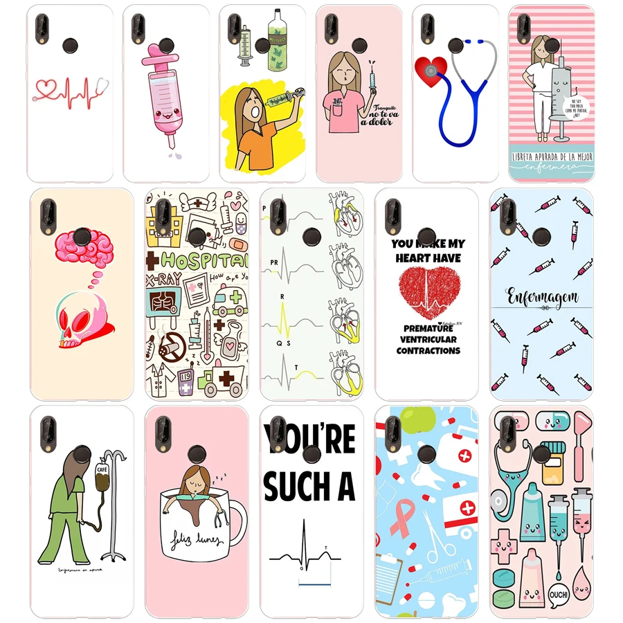 

210SD Cartoon Medicine Nurse Doctor Dentist Soft Silicone Tpu Cover Case for Honor 10 huawei p mate 10 20 lite y5 y6 prime 2018