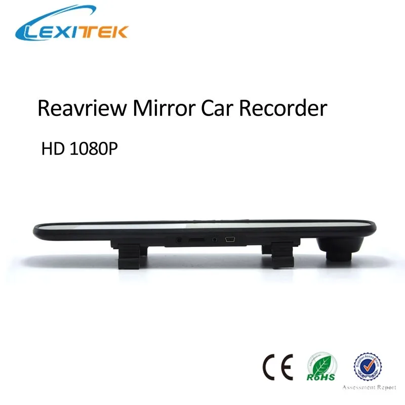Lexitek D12 4_05.3 inch Dual channel Full HD Car Black Box built-in rear view blue mirror