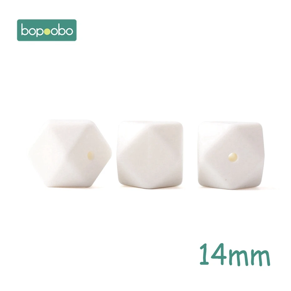 Bopoobo 5 шт. 14 мм Силиконовые шестигранные шарики силиконовые Детские Прорезыватели 17 мм силиконовые бусины для ожерелья безопасные игрушки силиконовые крошечные стержни - Цвет: 14mm White