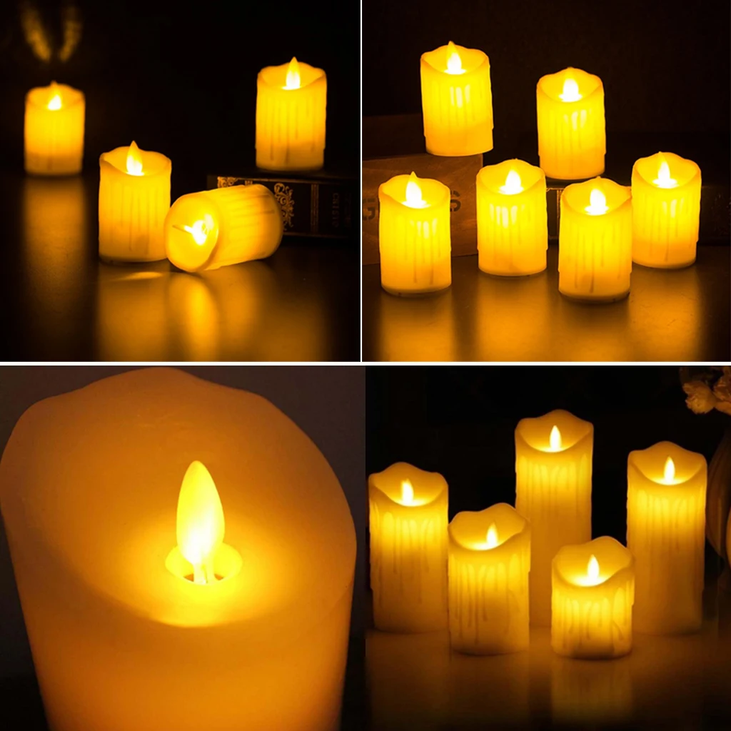 6pcs Flickering Flames Candles Realistic LED Candle Dancing Flame Light Indoor and Outdoor Battery Operated Wedding Party Decor