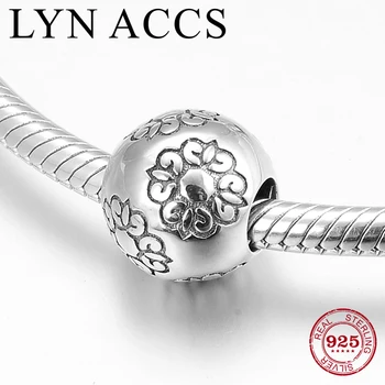 

Simple 925 Sterling Silver Beads Flower pattern round metal Beads DIY Jewelry making Fit Original Pandora Charm Bracelet