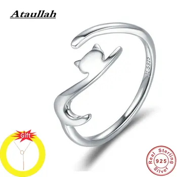 

Ataullah Lazy Cat Ring S925 Sterling Silver Personality Creative Adjustable Rings for Women Girl Jewelry Birthday Bijoux RW065