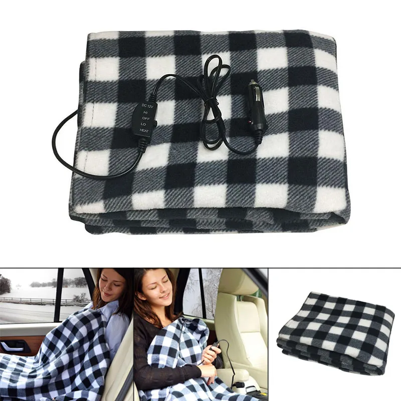 

12V Electric Heated Car Truck Fleece Blanket Winter Warm Travel Cover Heater @LS NO17