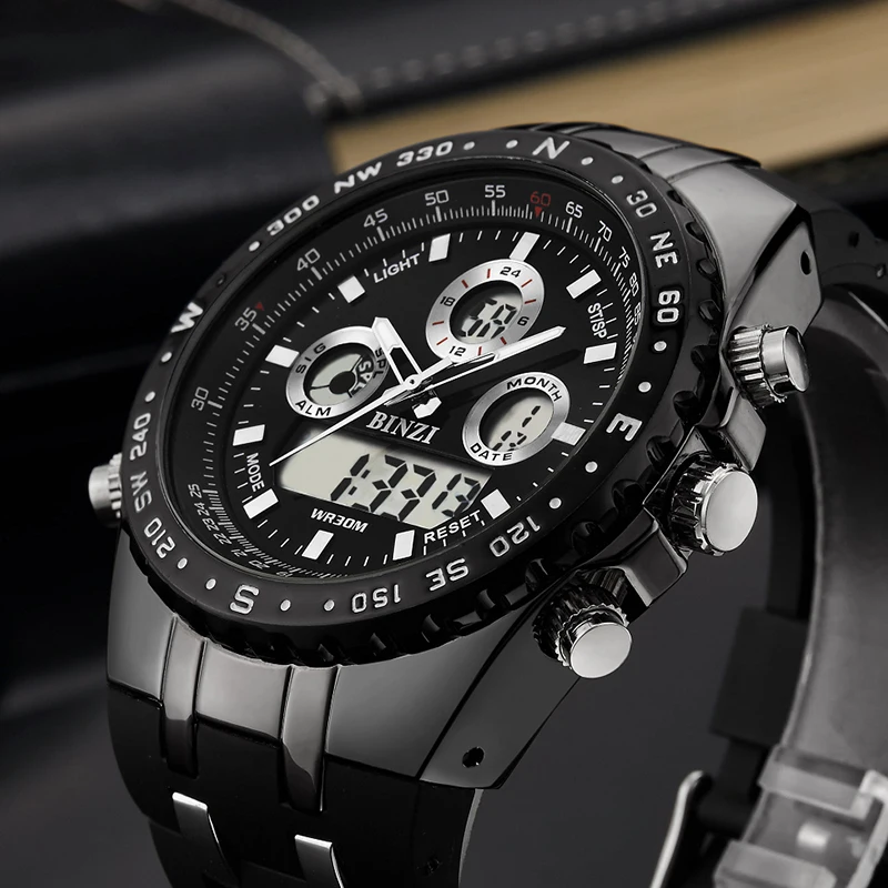 

Brand BINZI Watch Cool Black Men Military Sports Watches Fashion Waterproof LED Digital Watch Men's Wristwatch Relogio Masculino