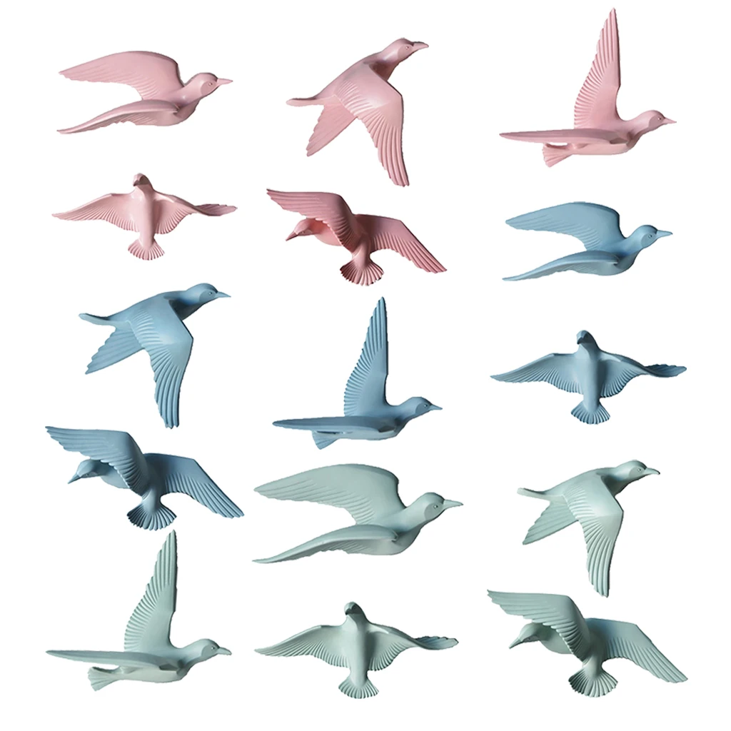 3D Resin Flying Seagull Birds Crafts Wall Art Sculpture Living Room Bedroom Wall Hanging Decoration