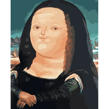 

By Numbers Kits Coloring On Canvas Q Mona Lisa Frameless Oil Painting Abstract DIY Painting Landscape Home Wall Decor