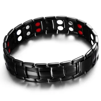 

Trendy Design 15MM Men Health Bracelets & Bangles Stainless Steel Double Row Magnetic Charm Bracelet Protective gear