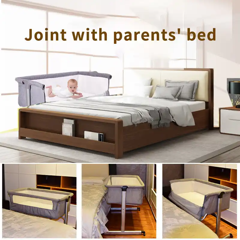 baby crib connected to bed