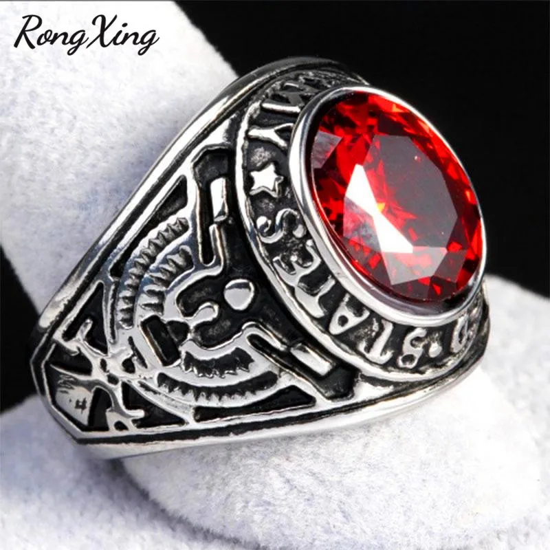 RongXing старинный круглый камень синий/красный/зеленый кольца для мужчин и женщин