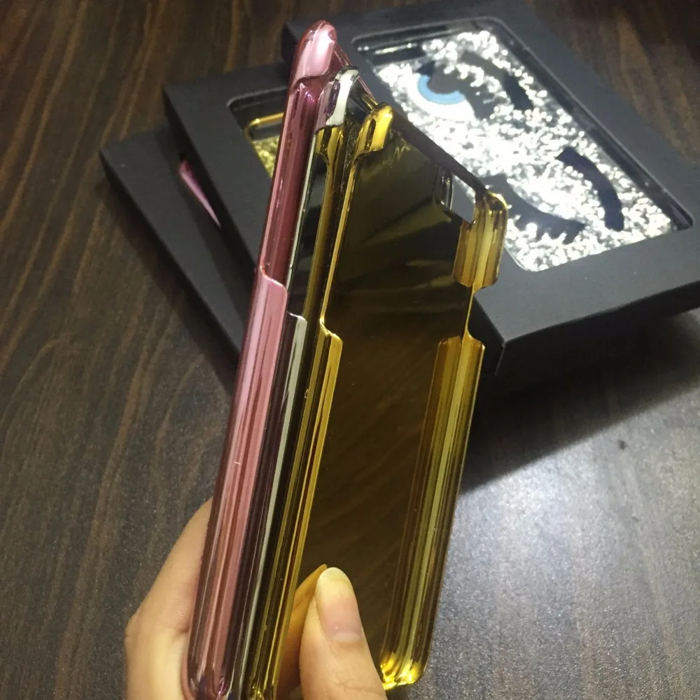 Aoweziic Fashion Bling Glitter powder Bling 3D big eye eyelashes Plating back Cover phone Cases For iPhoneX XS 7 8 5s SE 6S Plus