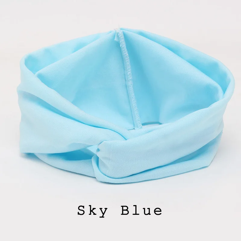 Твист Тюрбан повязка на голову для женщин аксессуары для волос Стрейчевые заколки для девочек головные уборы спортивные повязки Повязка На Голову Бандана - Цвет: Sky Blue
