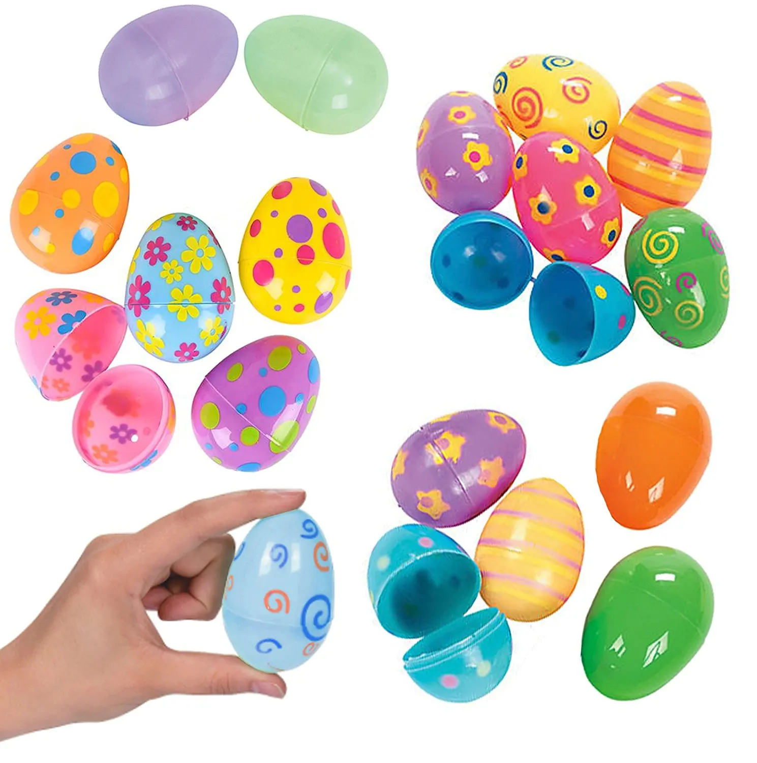 12PCS Easter Eggs Colorful Painted DIY Easter Plastic Eggs Cute Easter