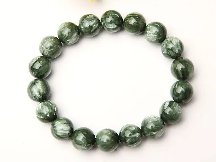 

8mm Natural Green Seraphinite Crystal Round Beads Bracelet AAA