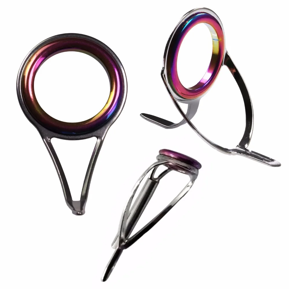 Colored Baitcasting Fishing Rod Guides Double Single Leg Laser Rainbow Ceramic Ring Saltwater Fishing Rod Tip Tops Repair Kit