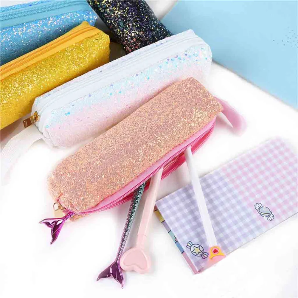 

Canvas Geometric Pencil Case School Simple Striped grid Solid Color Cute Kawaii Pencil Bag Pouch Office Students Kids Supplies