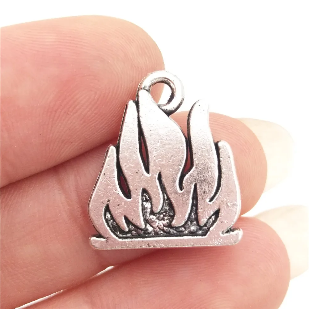 BULK 30 Zinc Alloy Fire Charms Theme Antique Silver Plated 15*18mm 2.1g