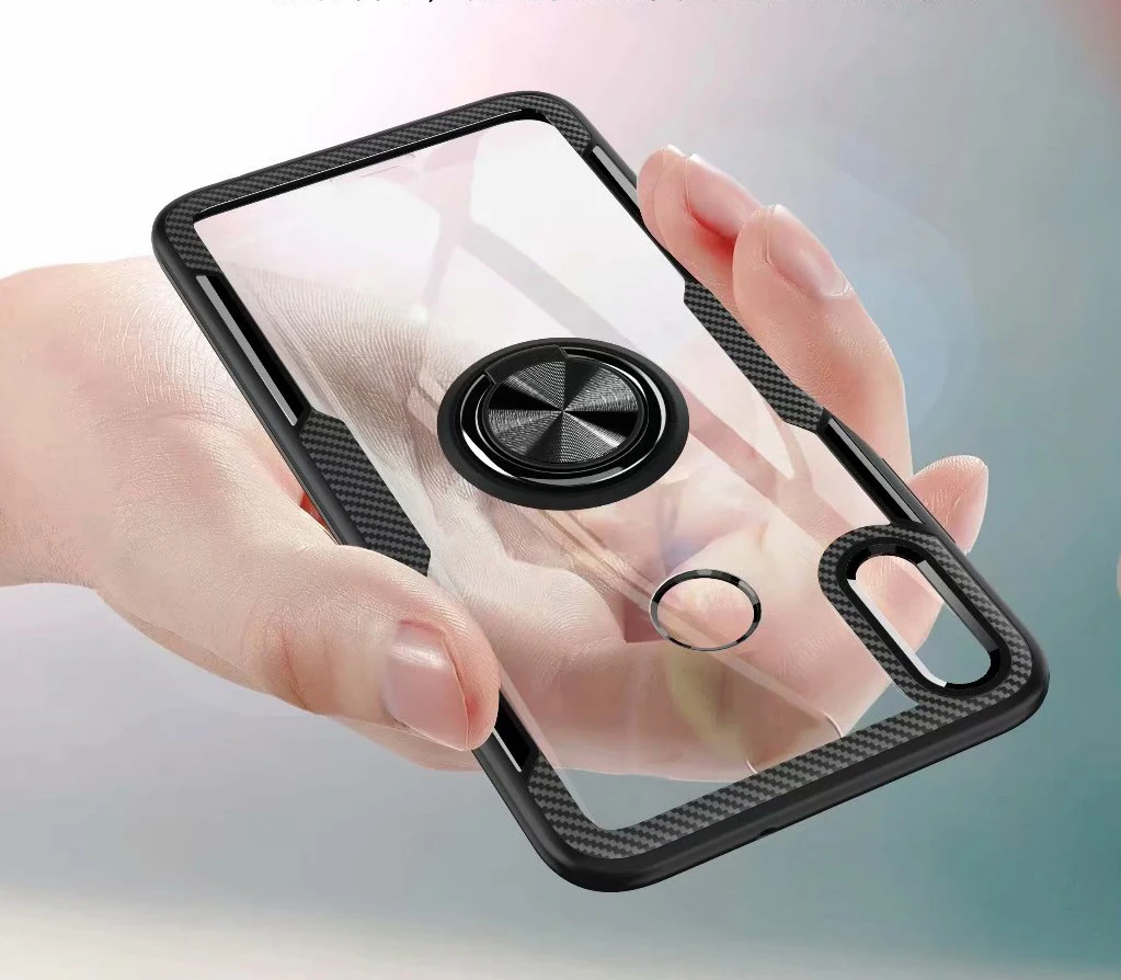 

For Huawei Honor 8X Case With Ring Stand Magnet Transparent shockproof Protective Back Cover case for huawei honor 8x shell