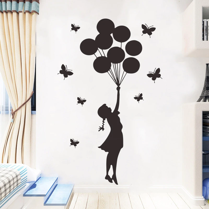 女の子のための彫刻された蝶の風船のウォールステッカー 家の装飾 取り外し可能な壁紙 Wall Stickers Aliexpress