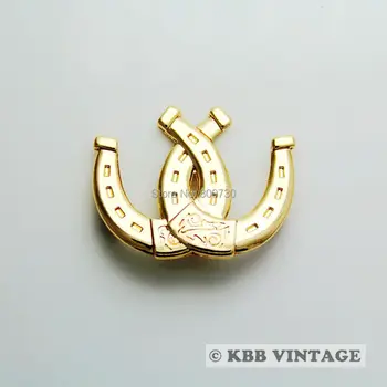

(KBM02) 10pc 1-3/8" Western Equestrian Cowboy Double Horseshoes Concho Gold