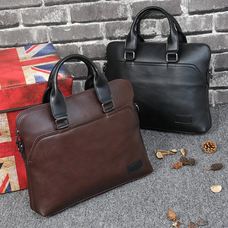 

New high quality leather Shoulder men's bag business messenger briefcase Laptop large 13" Satchel Bags