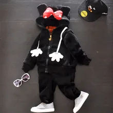 2016 New Chidren Kids Boys Girls Clothing Set Autumn Winter 2 Piece Sets Hooded Coat Suits Fall Cotton Baby Kids Clothes