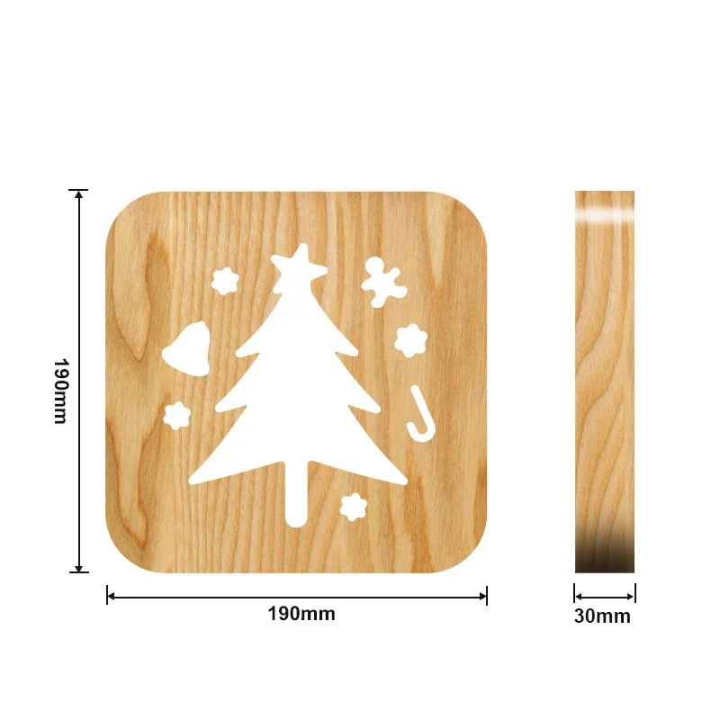 Christmas Tree USB Table Lamp Creative Wooden Night Lamp Solid Wood Carving Christmas Gift Children's Room Toys (2)