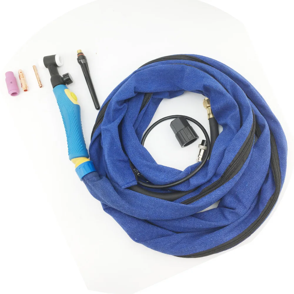 

TIG Welder Torch WP-17V Gas Valve Power/Gas Incorporated 150Amp Welding Cable 4M Burner Zipper Hood Cloth Cover