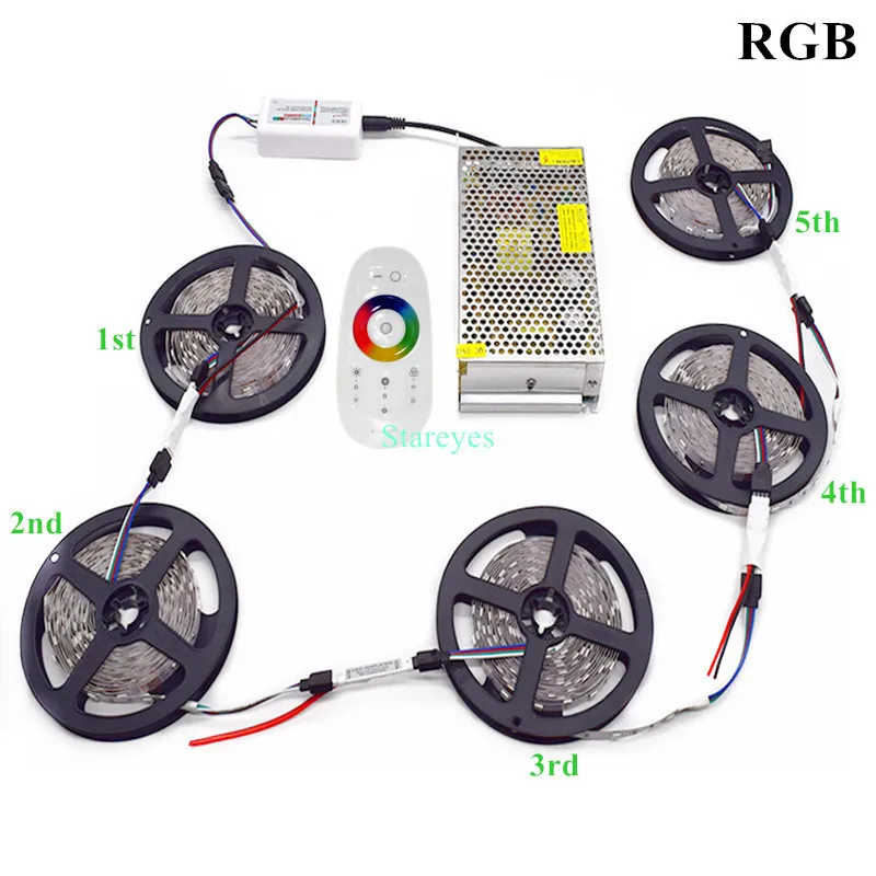 Светодиодная лента 5 м 10 15 20 25 30 SMD 5050 RGB RGBW 300LED 12 В IP20 IP65 водонепроницаемая гибкая