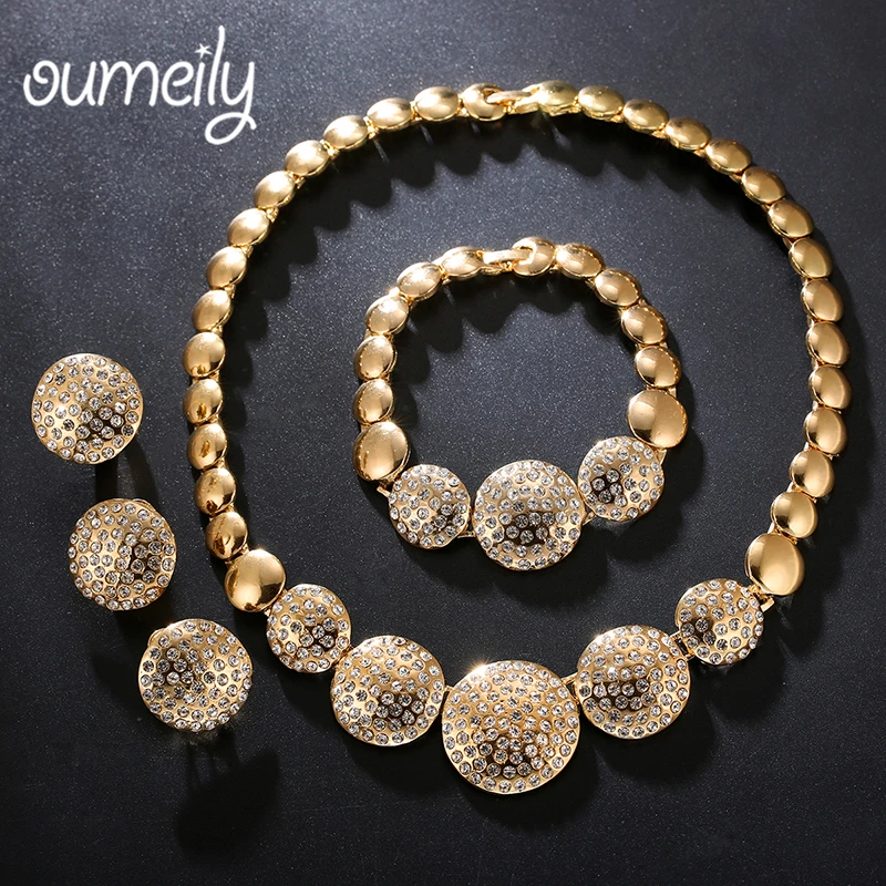 

OUMEILY Jewelry Sets Women Luxury Bridal Jewelry Sets Indian African Earring Jewelry Set Gold Color Nigerian Wedding Jewelry Set