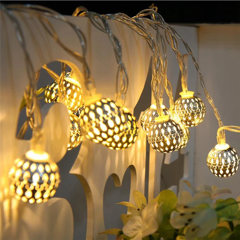 BTgeuse Morocco Ball LED Lamp Iron Creative Ball String Light for Decor Party Wedding Christmas Valentine's Day 2M 3M 4M Garland BTgeuse Morocco Ball LED Lamp Iron Creative Ball String Light for Decor Party Wedding Christmas Valentine's Day 2M 3M 4M Garland