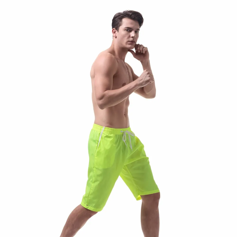

New Solid Beach Shorts For Man Breathable Surf Board Swimwear Quick Dry Swim Trunks Pants With Pocket Male Briefs Bathing Suit