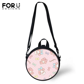 

FORUDESIGNS Kindergarden Baby Round Shape Shoulder Bags Kawaii Girl Print Women Messenger Bag Cartoon Animal Girls Circular Bags