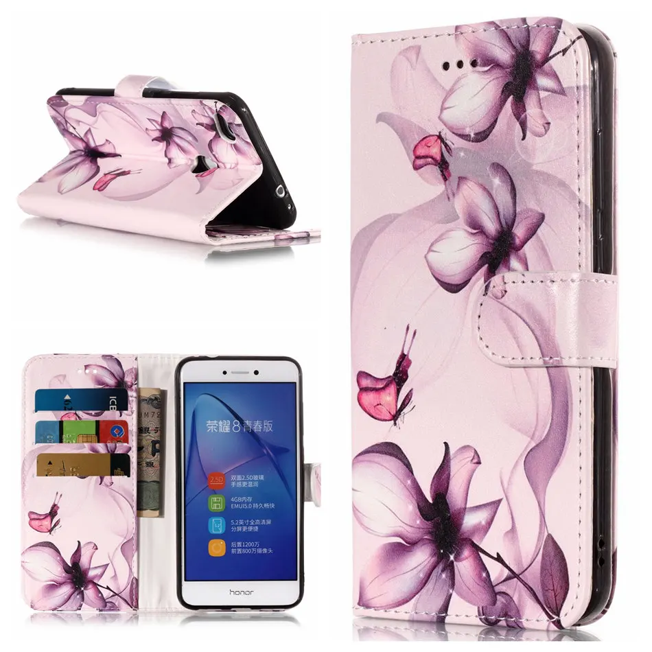 

Vintage Totem Flower Case For Huawei P20 P9 P8 Lite 2017 Mate 10 9 Pro Lite Y7 2018 PU Leather Soft Silicone Holder Cover DP01G