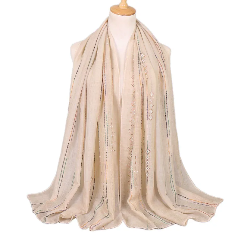 Самый последний дизайн Европейский люрексом бисер Вискоза Шаль Шарф Для женщин высокие качественные шарфы и шали пашминовый палантин