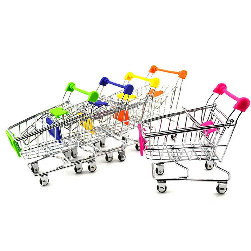 Kids Children Pretend Play Mini Shopping Entertainment Fun Cart Trolley Home Room Office Decor Toy Gift Pink