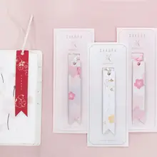 1Pc Sakura Flower Series Petal Leather Bookmark Creative Stationery Hot Stamping DIY Stationery Beautiful Bookmark Clip C26