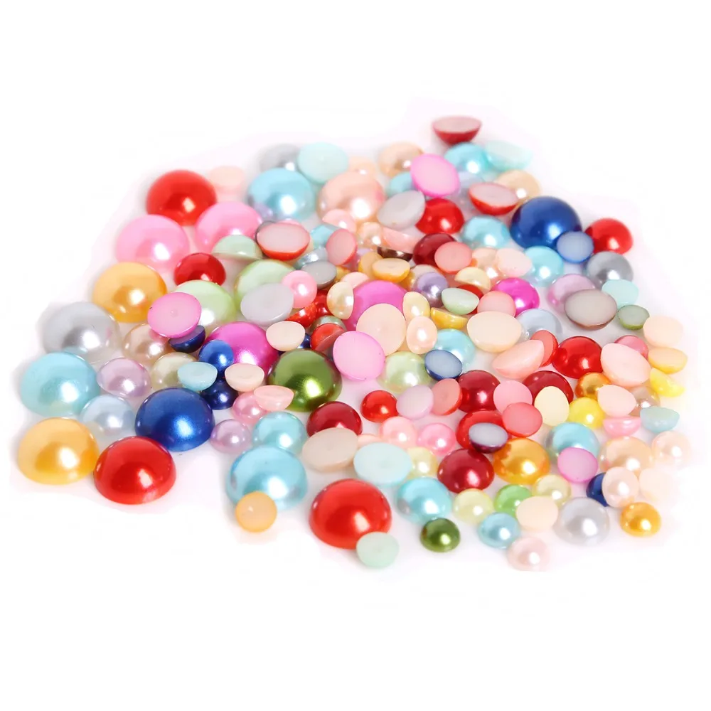 

Dia 1.5-14mm Half Pearl Beads Pearls For Decoration Flat Back Pearls Mixed Color Cabochon Half Round Scrapbook Decoration DIY
