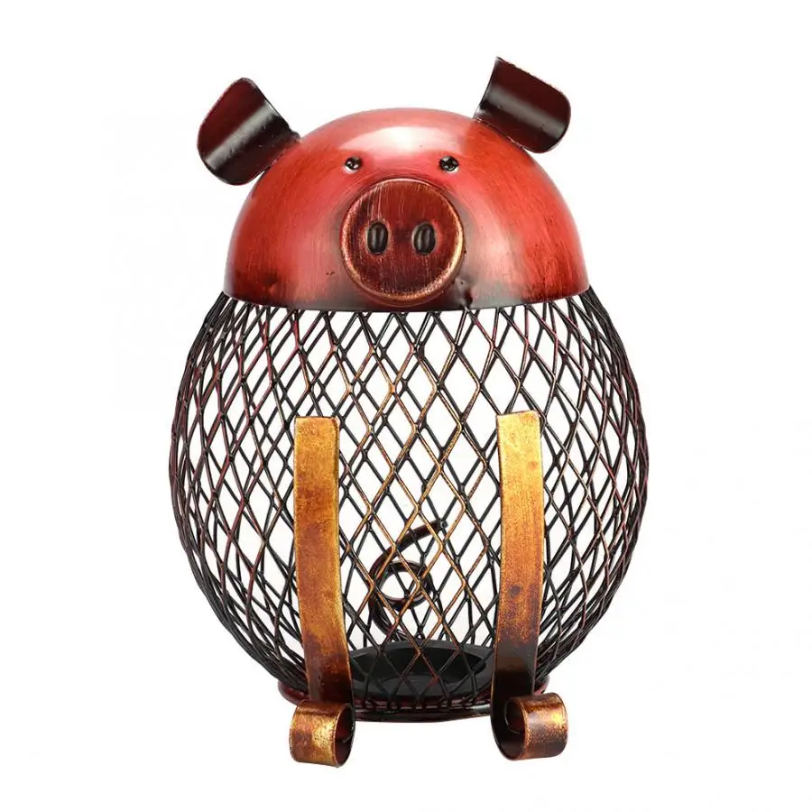 

Piggy Puppy Cock Shaped Metal Coin Bank Box Handwork Art Bank Money Box Case Storage Iron Handmade Figurines Craft Gift for Kids