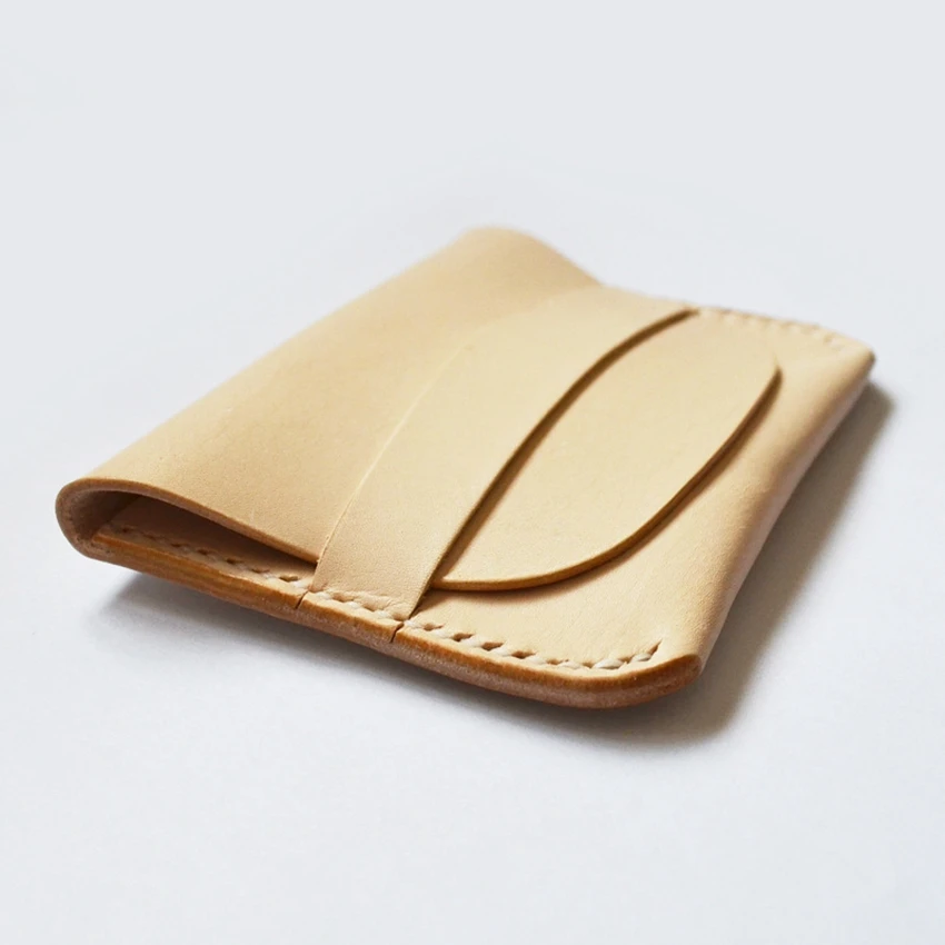 

2017 Elegant Handmade Slim Wallet Men Credit Card Holder Vegetable Tanned Leather Smart Mini Wallet Men Vintage Purse Male