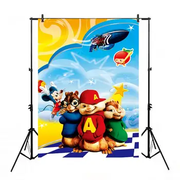 

Photography Background Cartoon 5x7 Royal Spaceship Gold Star Alvin and The Chipmunks Theme Photo Backdrop Birthday Party Decor