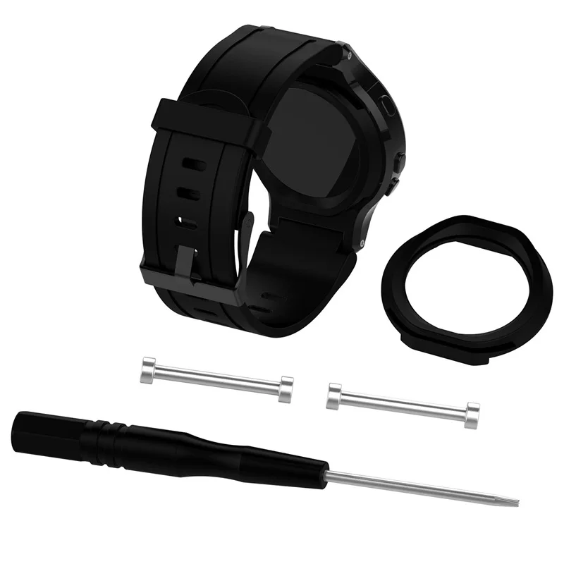 FIFATA для Garmin Forerunner 225 Цветной силиконовый ремешок спортивный сменный ремешок для наручных часов браслет аксессуары с инструментом - Цвет: Черный