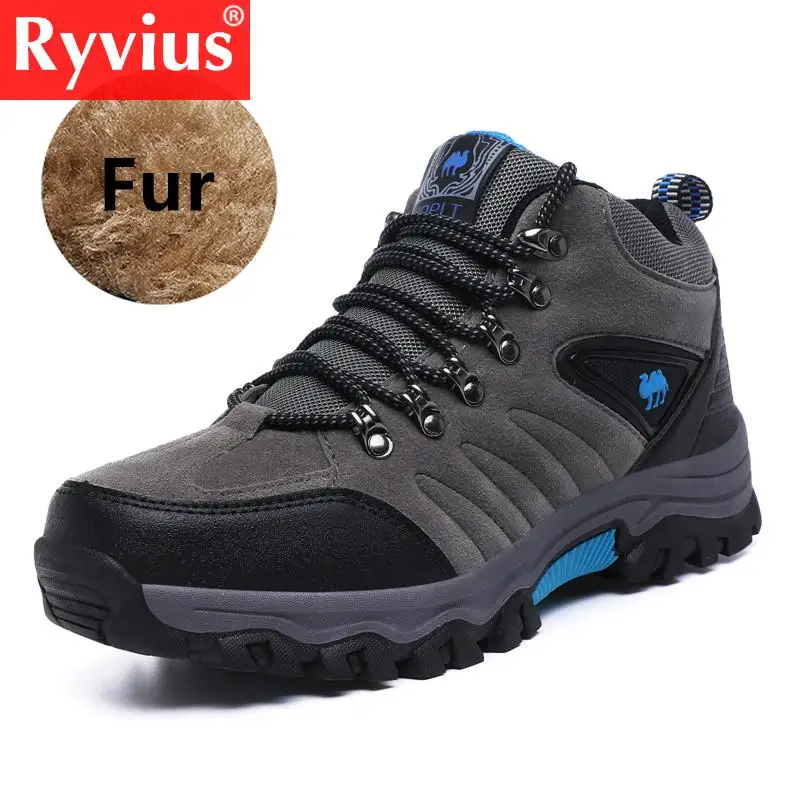 

Ryvius 2018 high quality large size new men's boots men winter snow boots warm fur & plush lace high fashion hiking shoes boots