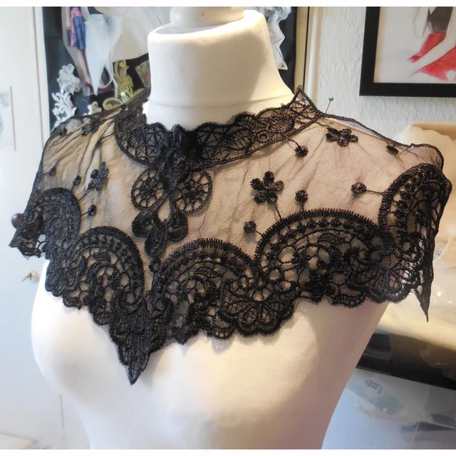 Dress Applique Lace Fabric Blouse Costume Decor Accessories DIY Neckline Collar Sewing Trims White Black 1