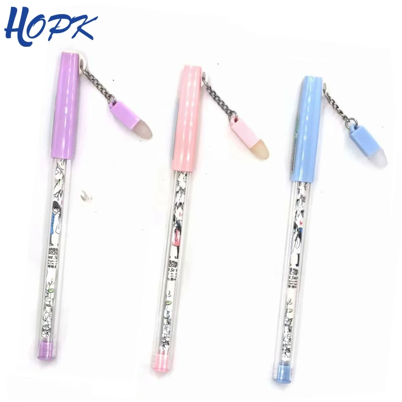 

3Pcs/set Cartoon Erasable Pen 0.5mm Blue Black Ink Rod Refill Handles Gel Pen Writing Tools Office School Supplies Stationery