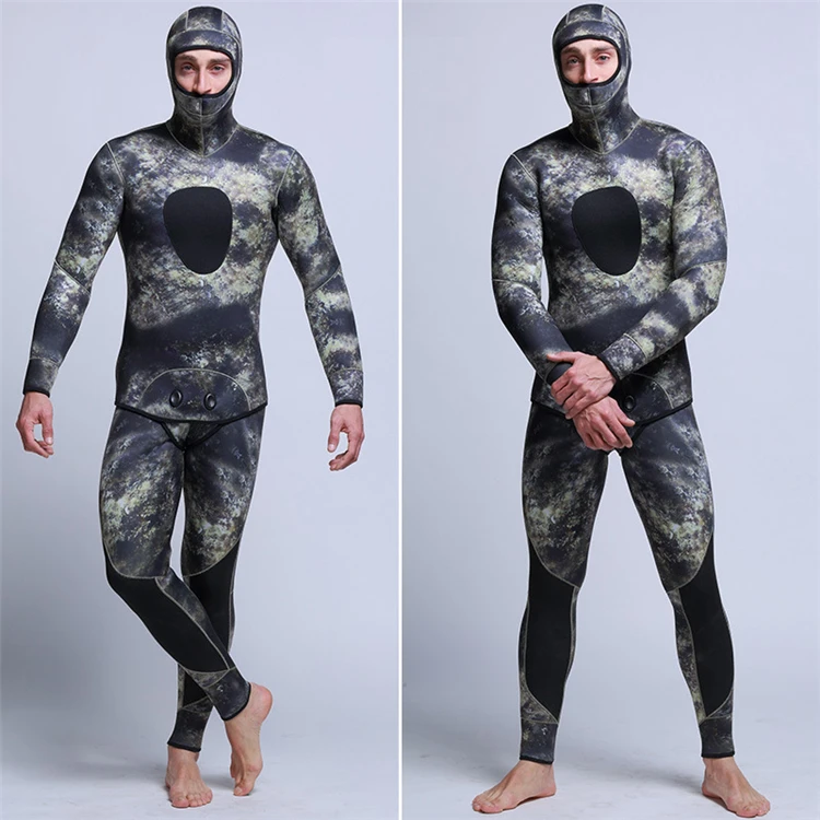 Men's 5mm SCR Full Suit Camouflage two Piece Splicing Diving Suits Surfing snorkel swimsuit Split Suits combinaison surf wetsuit (2)