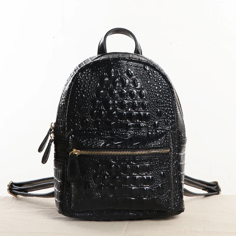 

2019 Famous Designer Natural Leather Crocodile Grain Women Backpack Youth Women's Casual Rucksack Party Day Pack schoolbag