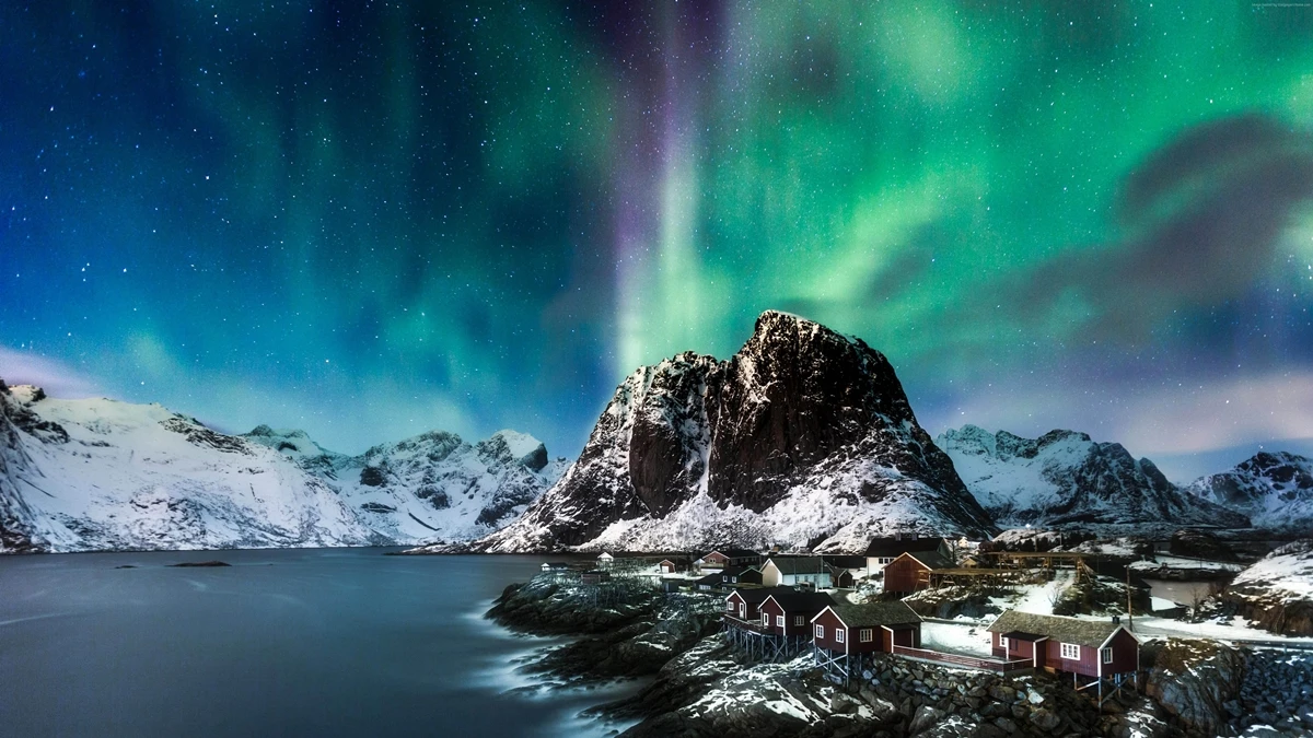 Норвежские острова lofoten Аврора Северные огни горы море декор гостиной домашний Декор стены искусства деревянная рамка Плакат kg785 - Цвет: KG785