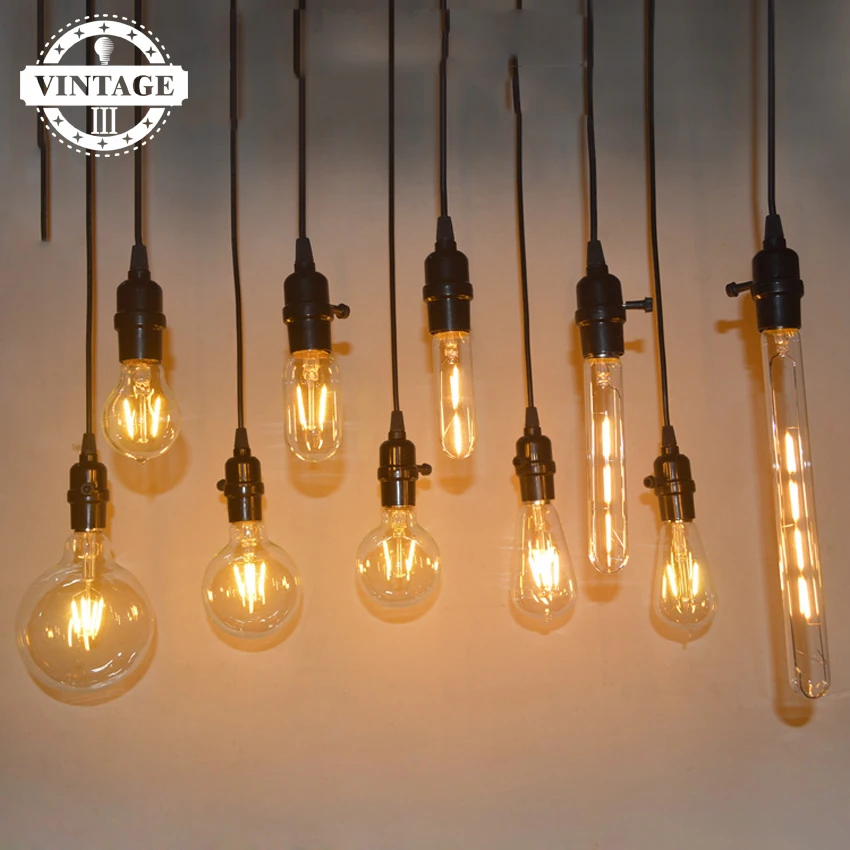 Clear Glass Edison Light Bulbs 2W 4W 6W 7W 8W E27 LED Filament Bulb For indoor Vintage Lamp