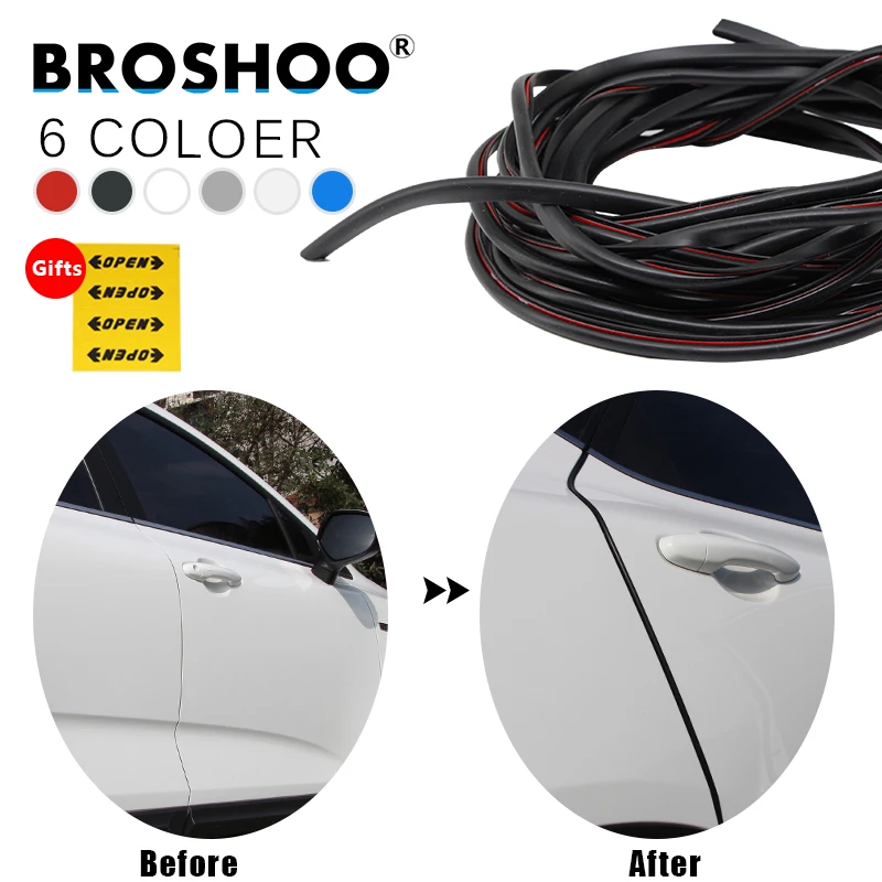 

BROSHOO Car Styling Door Side Protector Scratch Crash Rubber Strip Stickers For Ssangyong Chairman Actyon Korando Rodius Rexton